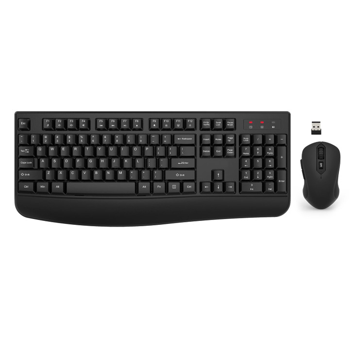 Wireless Keyboard and Mouse Combo EDJO 24G FullSized Ergonomic Computer Keyboard with Wrist Rest and 3 Level DPI Adjusta