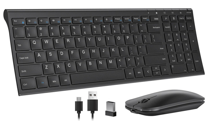 seenda Rechargeable Wireless Keyboard Mouse Ultra Thin Low Profile Wireless Keyboard and Mouse with Number Pad Quiet Por
