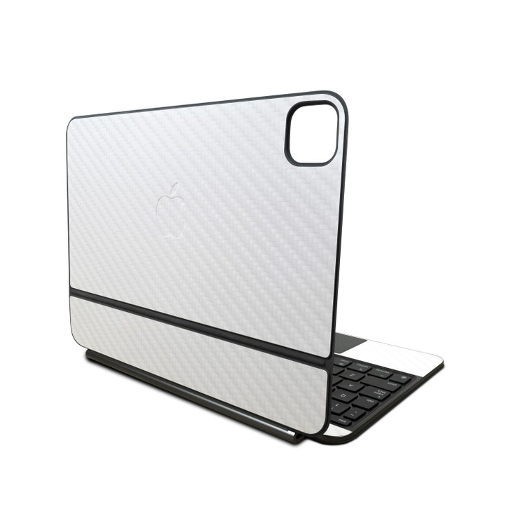 Carbon Fiber Skin Compatible with Apple Magic Keyboard for iPad Pro 11inch M4 2024 Solid White Premium 3M Vinyl Protecti