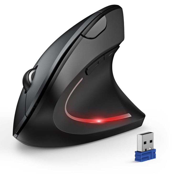 TECKNET Ergonomic Mouse Wireless Bluetooth Vertical Mouse 4800 DPI Optical Tracking 6 Adjustable DPI Quiet Clicks 24GHz
