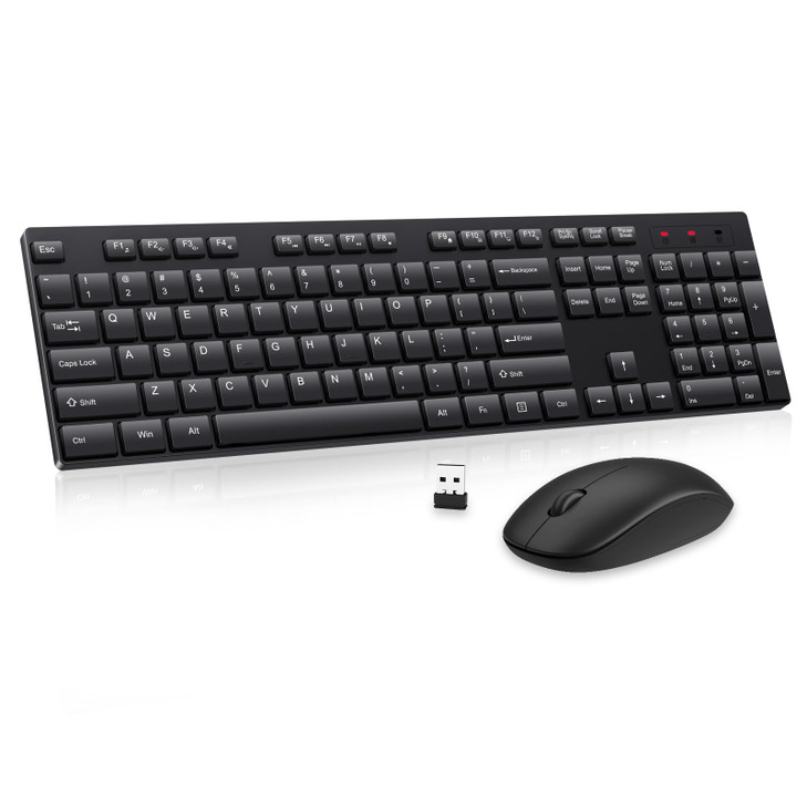 Wireless Keyboard and Mouse Combo EDJO Silent Full Size Cordless USB Keyboard Mouse 24GHz LagFree Long Battery Life for