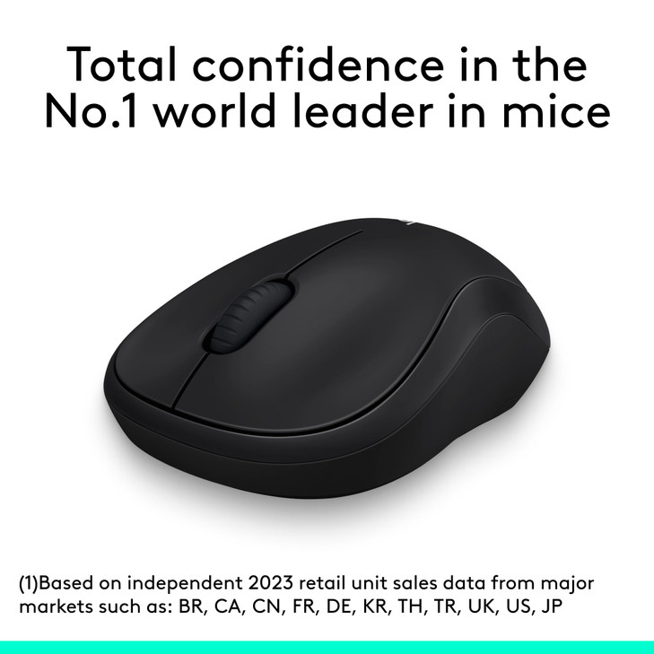 Logitech M185 Wireless Mouse 24GHz with USB Mini Receiver 12Month Battery Life 1000 DPI Optical Tracking Ambidextrous Co