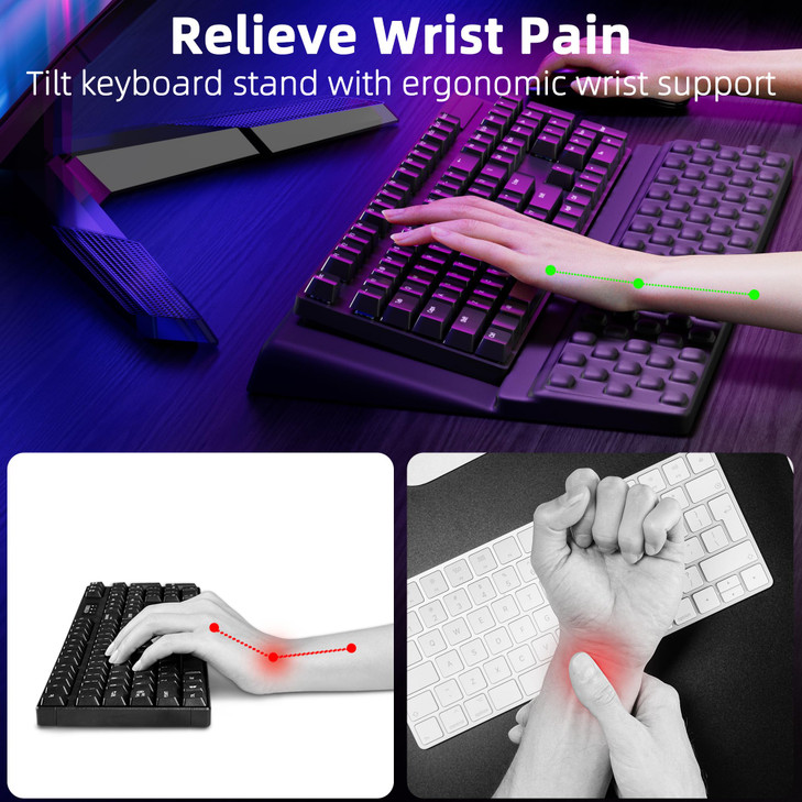 Ospelelf Keyboard Stand with Wrist Rest Comfy Ergonomic Keyboard Riser Holder for Office Home