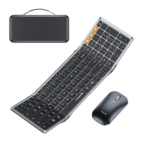 ProtoArc Foldable Keyboard and Mouse XKM01 True FullSize Folding Wireless Keyboard Mouse Combo for Business Travel a Por