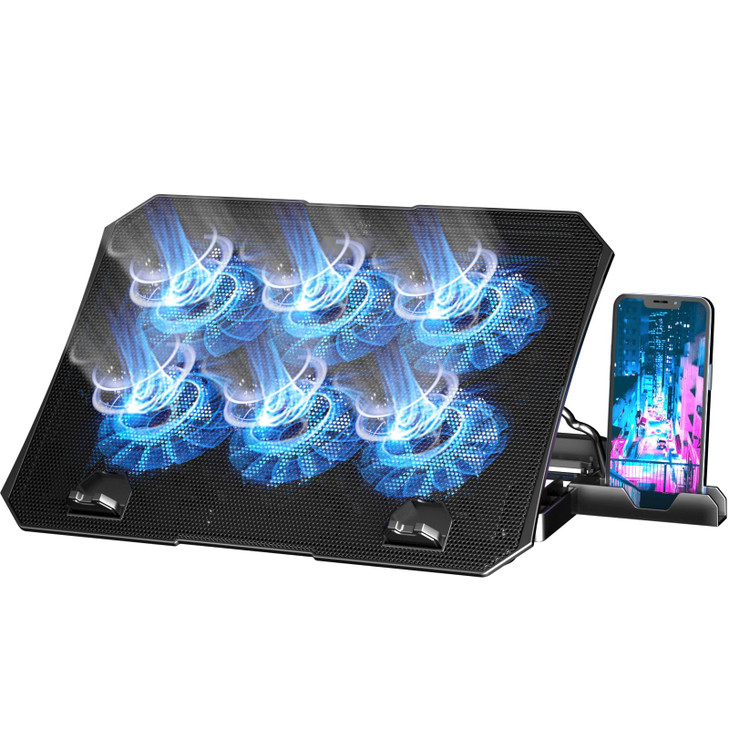 AICHESON Laptop Cooling Pad for 12156 Inch 6 Cooler Fans with Blue Lights Laptop Cooling Stand with 2 USB Ports Blue