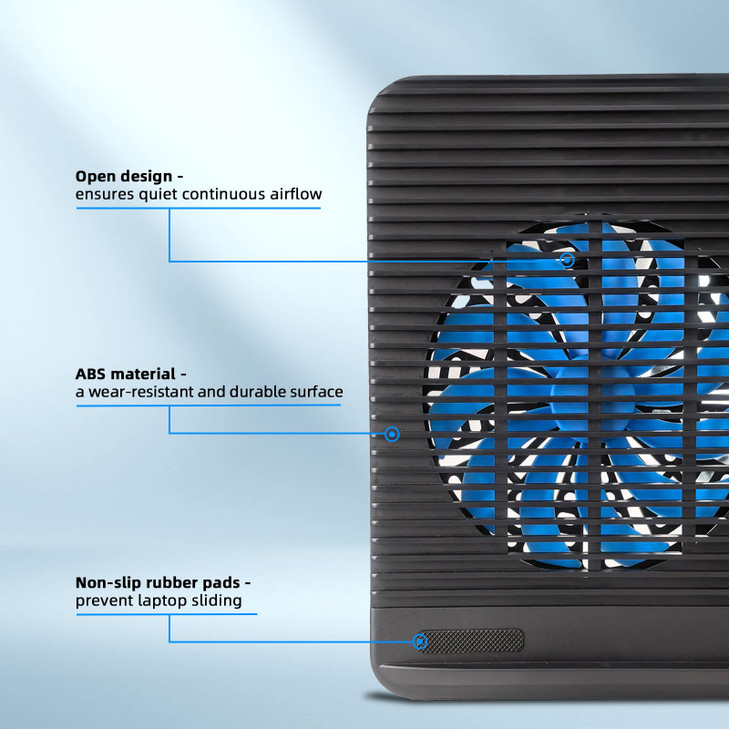 Laptop Cooling Pad Coolertek USB Powered Laptop Cooler 2 Blue Silent Big Fans Height Adjustable NonSlip Laptop Stand wit