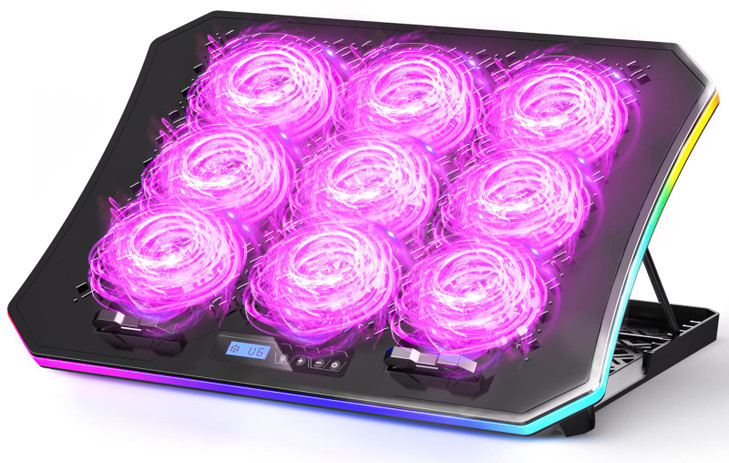 KeiBn Laptop Cooling Pad Gaming Laptop Fan Cooling Pad with 9 Quiet Fans RGB Laptop Cooler for 156173 Inch Cooling Pad f