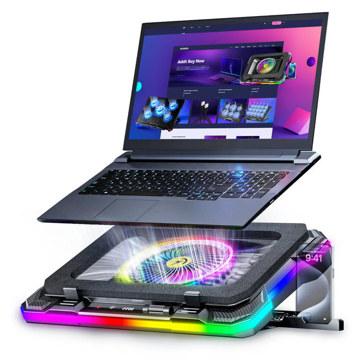 AICHESON Gaming Laptop Cooling Pad with Full RGB Lights Powerful Cooler Fan Stand for 1519 inch Gamer Heavy Duty Laptops