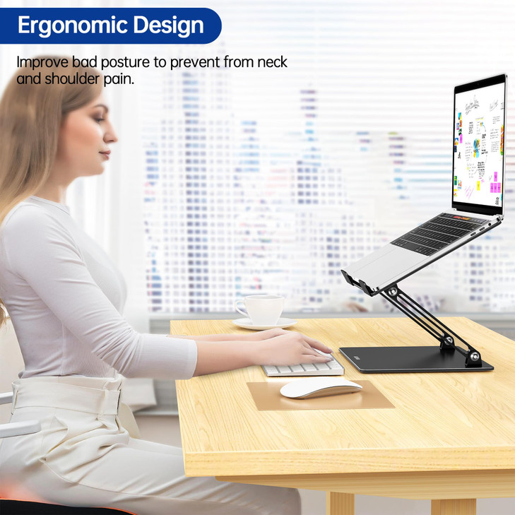 BESIGN LS10 Aluminum Laptop Stand Ergonomic Adjustable Notebook Tablet Stand Computer Holder Compatible with Air Pro Del