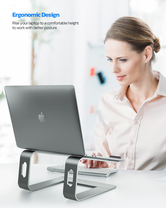 Nulaxy Fully Aluminum Detachable Laptop Stand Ergonomic Ventilated Cooling Laptop Holder Computer Riser for Desk AntiSli