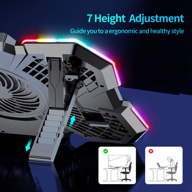 AIMIUZI Laptop Cooling Pad Gaming Laptop Cooler with 5 Quiet Fans and LED Lights OneClick Close Laptop Fan Cooling Pad F