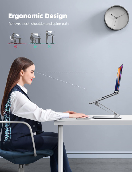 Lamicall Adjustable Laptop Stand Portable Laptop Riser Aluminum Laptop Stand for Desk Foldable Ergonomic Computer Notebo