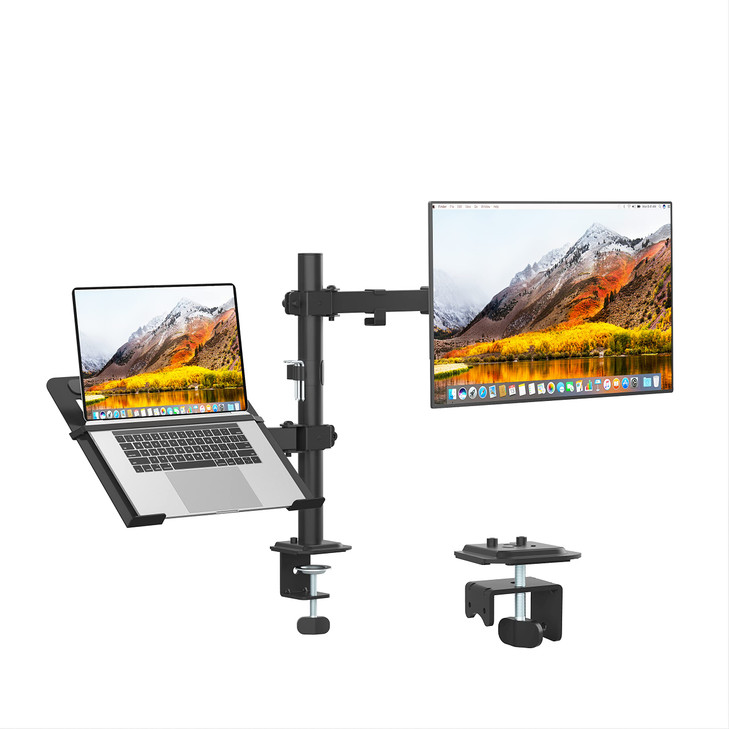 UPGRAVITY Monitor and Laptop Mount Monitor Arm with Vented Tray for 13 to 27 LCD Computer Screens and Notebook up to 17