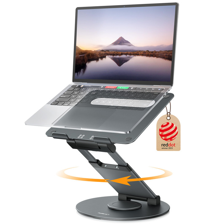 Nulaxy Telescopic 360 Rotating Laptop Stand for Desk Adjustable Height Swivel Pull Out Design Ergonomic Laptop Riser Sta