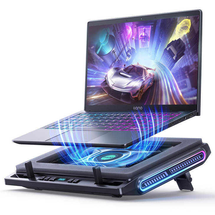 llano V10 Gaming Laptop Cooling Pad RGB Laptop Cooler Stand with Powerful 472 Inch External Turbo Cooling Fan Fast Cooli