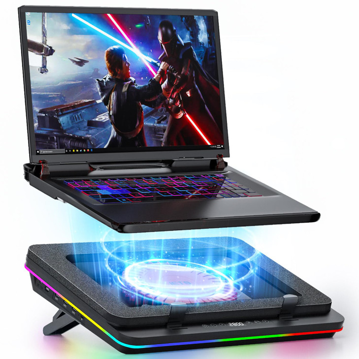 IETS GT600 RGB Laptop Cooling Pad Equipped with Gigantic TurboFan55inch DiameterSealed Foam for Rapid Cooling Gaming Lap