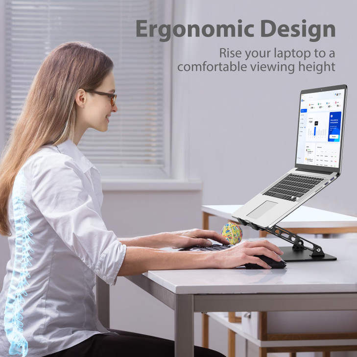 Gogoonike Adjustable Laptop Stand for Desk Metal Foldable Laptop Riser Holder Portable Desktop Book Stands Ventilated Co