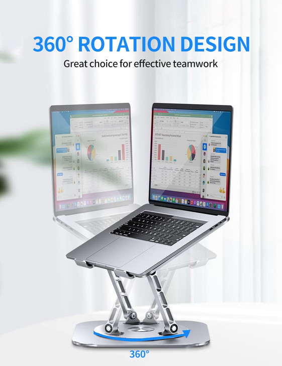 AOEVI Adjustable Computer Stand with 360 Rotating Base Ergonimic Foldable Laptop Riser for Desk Compatible with MacBook