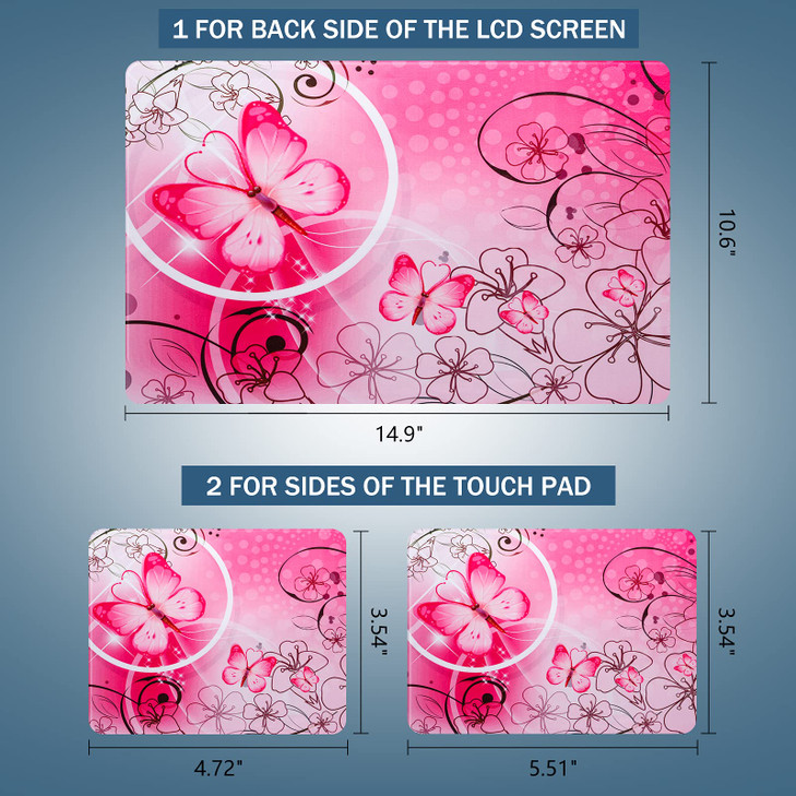 Pink Butterfly116 13 133 14 15 156 inches Netbook Laptop Skin Sticker Reusable Protector Cover Decal FYNEK009
