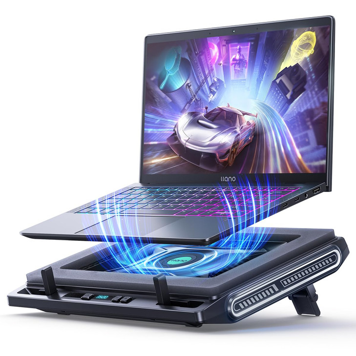 llano Laptop Cooler Gaming Laptop Cooling Pad with 3500RPM Turbofan 472 Inch External Fan Laptop Stand Adjustable Variab