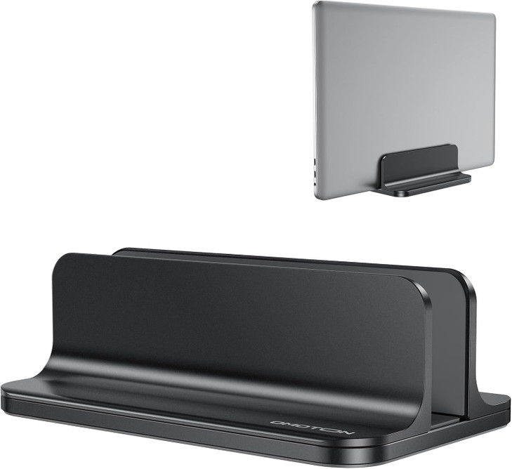 OMOTON Vertical Laptop Stand Holder Desktop Aluminum Stand for MacBook with Adjustable Dock Size Fits All MacBook Surfac