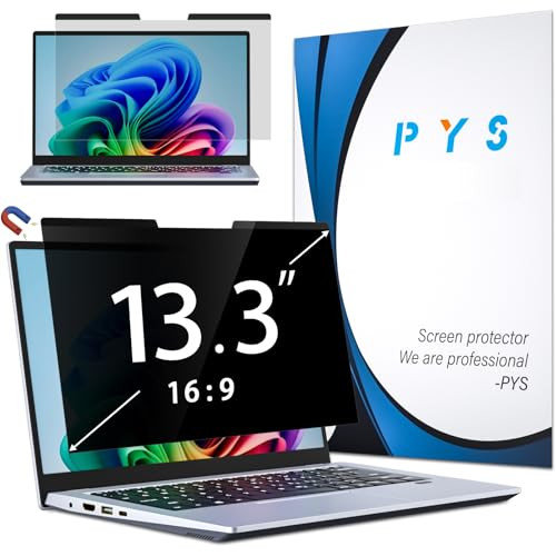 PYS Magnetic Laptop Privacy Screen 133 Inch 169 Aspect AntiGlare Blue Light Filter Removable Privacy Screen Protector Co