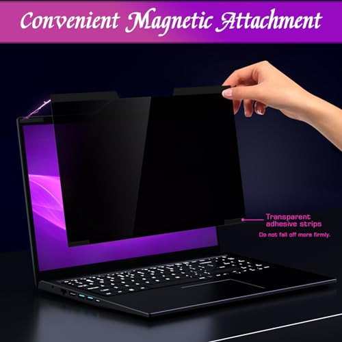 PYS Magnetic Laptop Privacy Screen 133 Inch 169 Aspect AntiGlare Blue Light Filter Removable Privacy Screen Protector Co