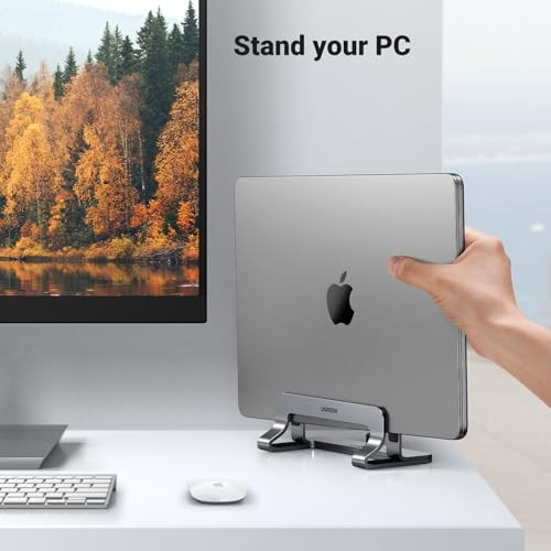 UGREEN Vertical Laptop Stand Holder for Desk Compatible with MacBook Pro MacBook Air Stand Vertical Aluminum Adjustable