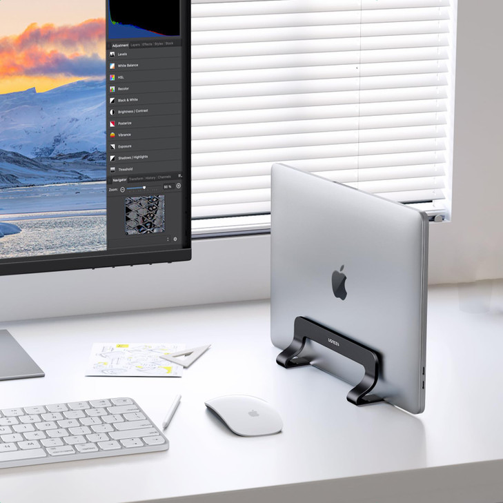 UGREEN Vertical Laptop Stand Holder for Desk Compatible with MacBook Pro MacBook Air Stand Vertical Aluminum Adjustable