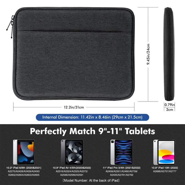 MoKo 911 Inch Tablet Sleeve Protective Carrying Bag with Two Compartments Fits New iPad AirPro 11 inch 2024 iPad Air 54t