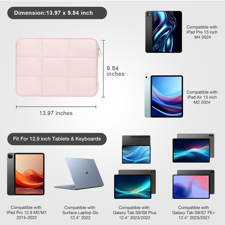 MOSISO 129 inch Tablet Sleeve Case for iPad Pro 13 M4 iPad Air 13 M3 M2 iPad Pro 129 M2 M1 65th with Magic KeyboardSmart
