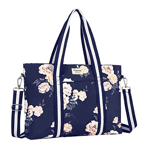 MOSISO Laptop Tote Bag for Women 17173 inch Canvas Camellia Multifunctional Work Travel Shopping Duffel Carrying Shoulde