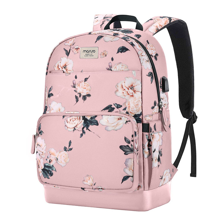 MOSISO 15616 inch Laptop Backpack for Women Polyester AntiTheft Stylish Casual Daypack Bag with Luggage Strap USB Chargi