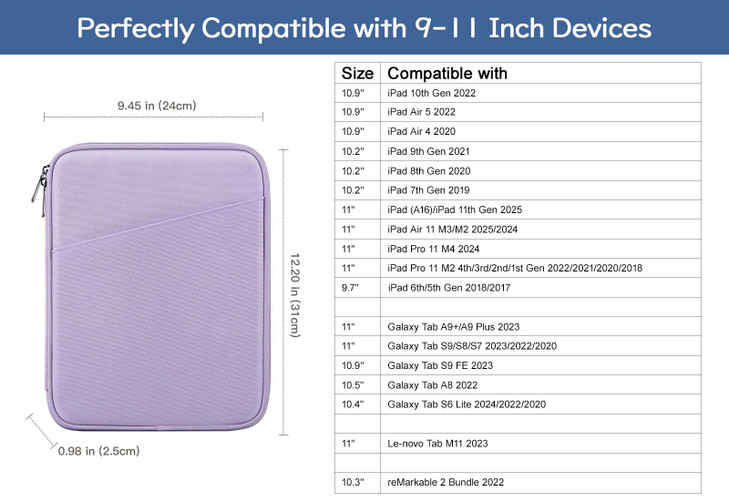 Dadanism 911 Inch Tablet Sleeve Bag Carrying Case for iPad A16 11th Gen 11 iPad 10th Gen 109 Air 54 iPad AirPro 11 iPad