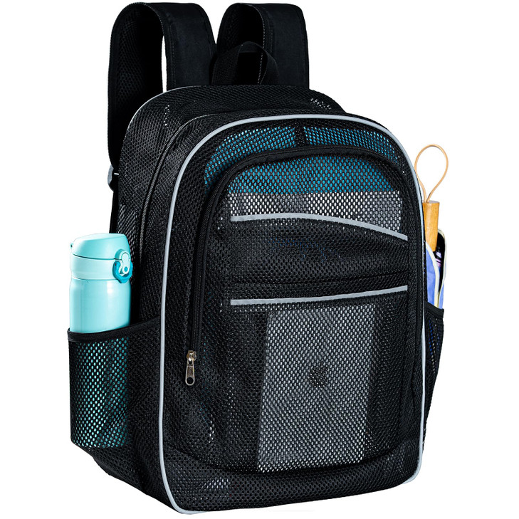 SWANSWIFT Large Mesh Backpack for School 27L with Reflective Strips See Through Travel Backpack for Women Men Beach Outd