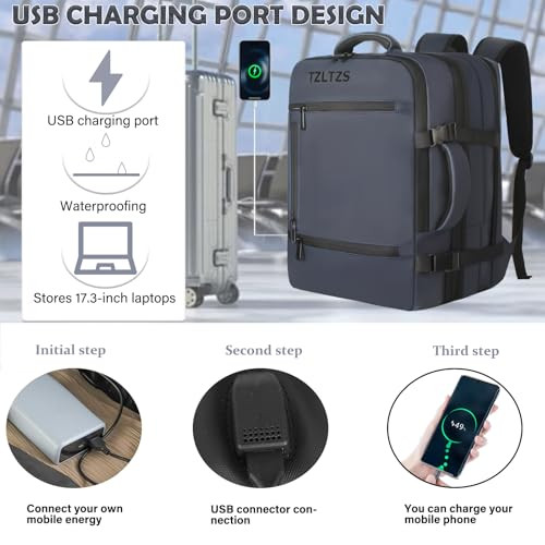 TZLTZS Travel Backpack Carry On Backpack Airline ApprovedExtra Large Expandable Waterproof 173inch Laptop Backpack USB C