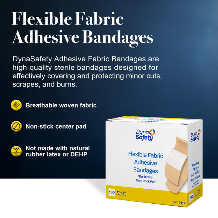 Dynarex Adhesive Fabric Bandage, 1 Inches X 3 Inches Sterile, 100 Count (Pack of 3) online at globaldelivered