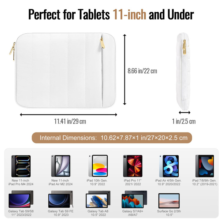 MoKo 911 Inch Puffer Tablet Sleeve Bag for 11 Inch New iPad Pro M4 iPad Air M2 2024 iPad 10th Gen 109 iPad Air 54th 109