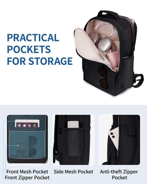 WANDF Travel Laptop Backpack for Women Men 156 Inch laptop Bag College Backpack with USB Charging Port 18x14x8 Personal
