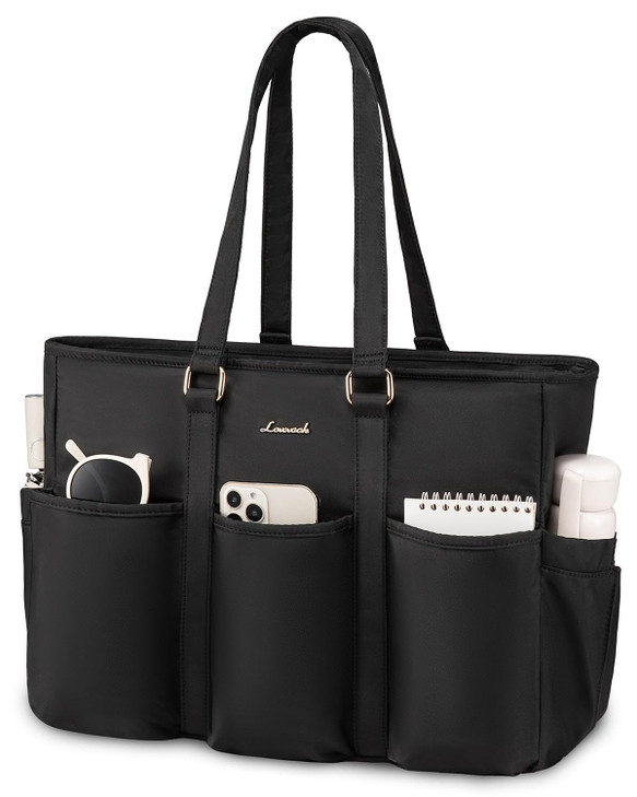 LOVEVOOK Laptop Tote Bag for Women Work Teacher Tote Bag Nurse Bag With Large Cup Holder Utility Professional Computer B