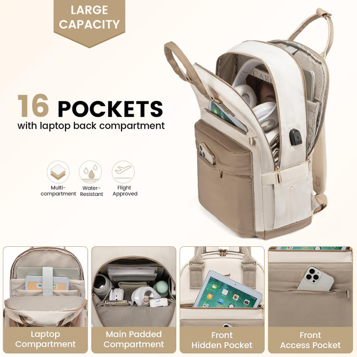 LOVEVOOK Laptop Backpack for Women 156 InchCute Backpack Laptop Bag with USB PortWaterproof Travel Backpack Purse Teache
