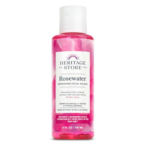 HERITAGE STORE Rosewater - Refreshing Facial Splash for Glowing Skin with Damask Rose - All Skin Types - Rose Water for Face - Made Without Dyes or A online at globaldelivered