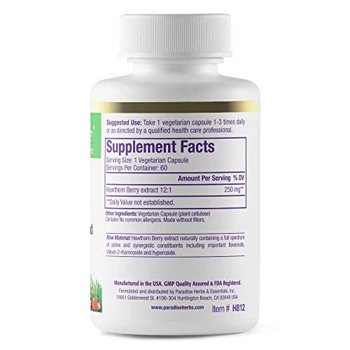Paradise Herbs Hawthorn Berry, Active Whole Spectrum Extract, Super Potent, Ultra Pure, Vegan, Non-GMO, Gluten Free, 60 Vegetarian Capsules online at globaldelivered
