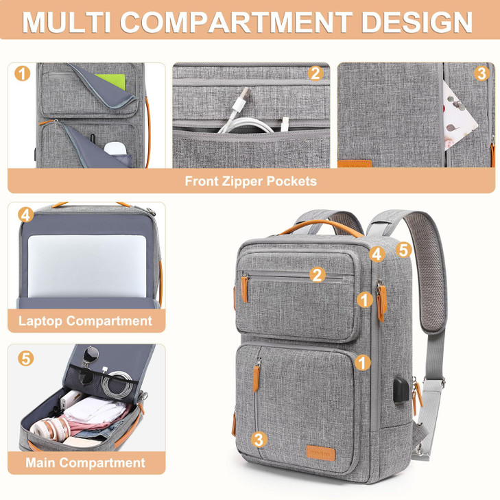 MOSISO Laptop Backpack for Men Women 15616 inch Laptop Bag Carry On Daypack for Travel Work 3 in 1 Flight Approved Compu