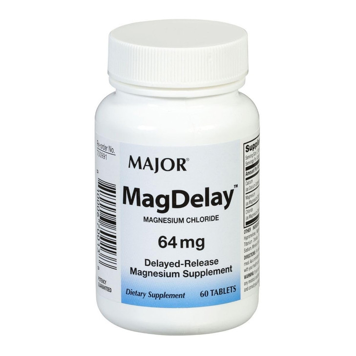 MAJOR MagDelay Magnesium Chloride 64 mg - Delayed-Release Magnesium Supplement - Dietary Supplement - 60 Tablets (1 Pack) online at globaldelivered