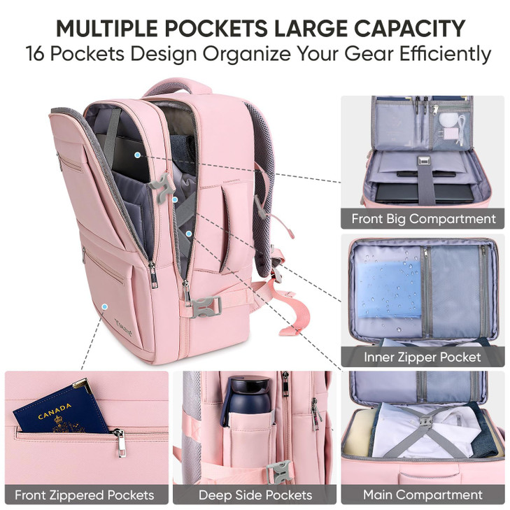 BALEINE Travel Backpack for Women Men Large Sturdy Carry On Laptop Backpack Gifts for Business Casual Weekender Hiking L