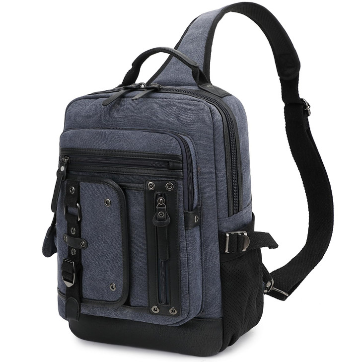 Leaper Sling Backpack Men Large Canvas Messenger Bag for Men Crossbody Single Strap Laptop Hiking School Casual Daypacks