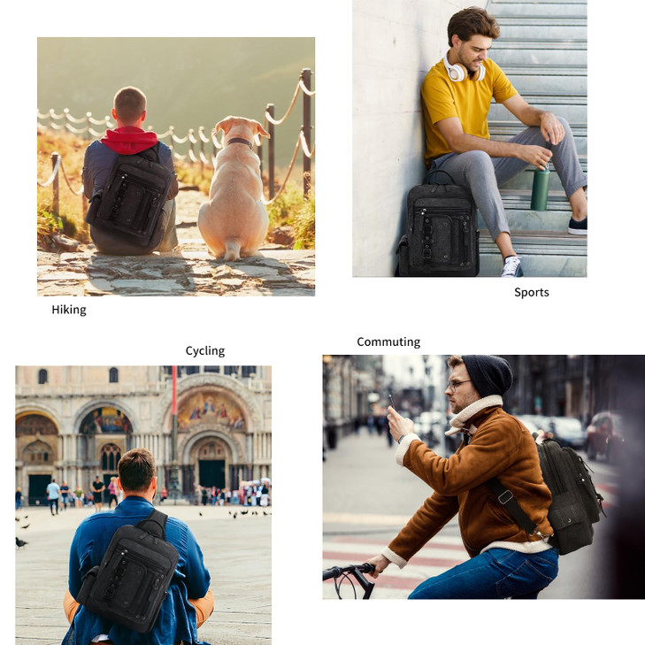 Leaper Sling Backpack Men Large Canvas Messenger Bag for Men Crossbody Single Strap Laptop Hiking School Casual Daypacks