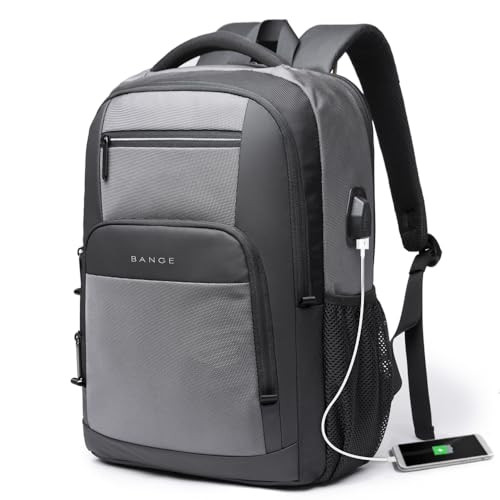 BANGE Travel Laptop Backpack with USB charge port can fit 156 Inch laptop for Men and Women Grey