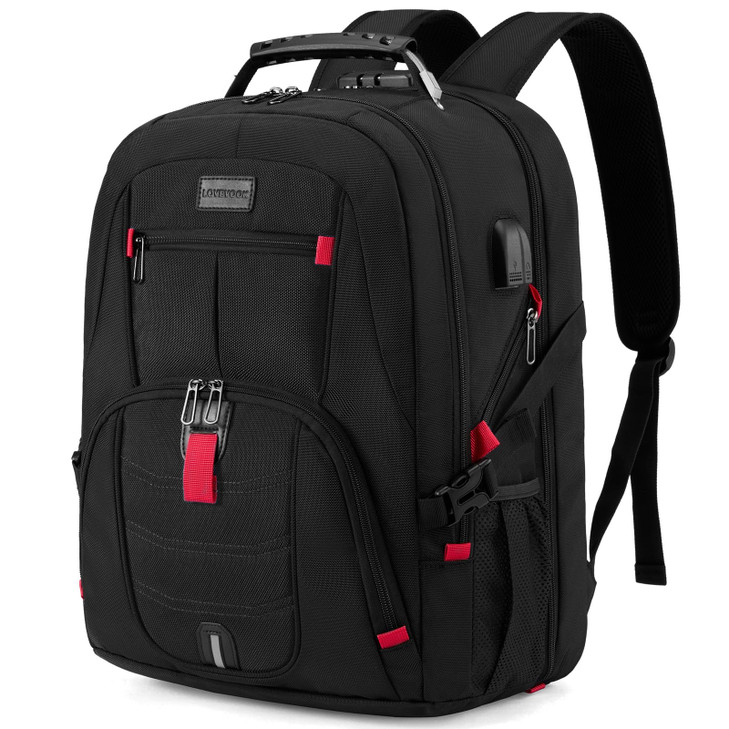 LOVEVOOK Travel Laptop Backpack Waterproof Anti Theft with Lock and USB Charging Port Large Computer Business Backpack f